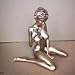 Nude Female Statue, Big Chest Busty Female Girl Statue, Kneeling Female Sculpture, Copper Body Girl, Silver Resin Crafts Decor, Sexy Body Sculpture Figurines, for Home Office Art Decoration, Silver