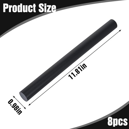 Image of 8PCS Round Acetal Copolymer Rods, 0.98 Inch Diameter x 11.8 Inch Length, Black POM-C Plastic Rods, Standard Tolerance, High Strength & Machinable, Non-Marring Fixtures, Industrial Grade