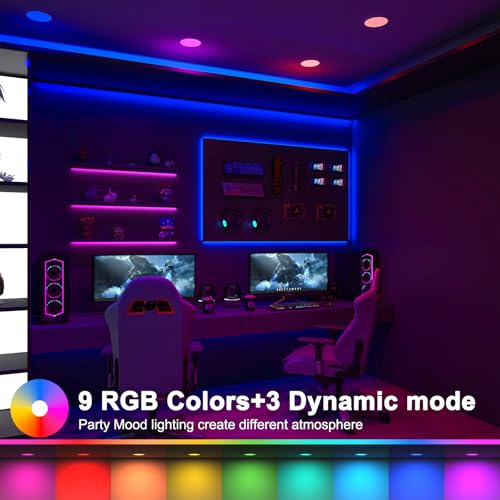 ChangM LED Einbaustrahler RGBW mit Fernbedienung 7W, LED Spots 230V Deckenspots IP44 Einbauspots Flach 2700K-6000K Dimmbar mit Farbwechsel Für Badezimmer Küche 3inch 68mm-85mm 6er-Pack