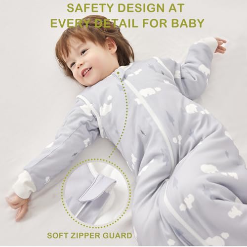 Image of 3.5 TOG Super Soft Winter Sleep Sack, 100% Cotton Thick Warm Baby Wearable Blanket for 0-6 Months, Bear, Size S