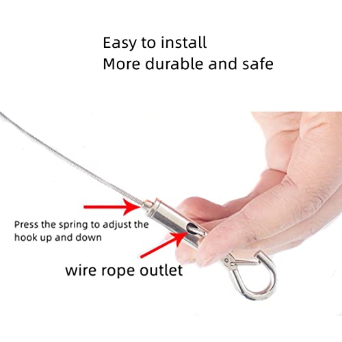 Image of 2Pcs Adjustable Picture Hanging Wire Mirror Frame Kit 2m x1.5mm Heavy Duty Stainless Steel Wire Rope for Mirror Hanging Hardware, Light Lamp, Billboards,Basket Flowerpot Hold Up to 20kg