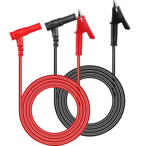 Multimeter Alligator clips Test Leads,3Ft 600V/1000V 14 AWG Heavy Duty Banana Plug to Alligator Clips for Multimeter test leads for for Fluke/AstroAI/INNOVA/Klein meter tester, Electrical Testing 2PCS