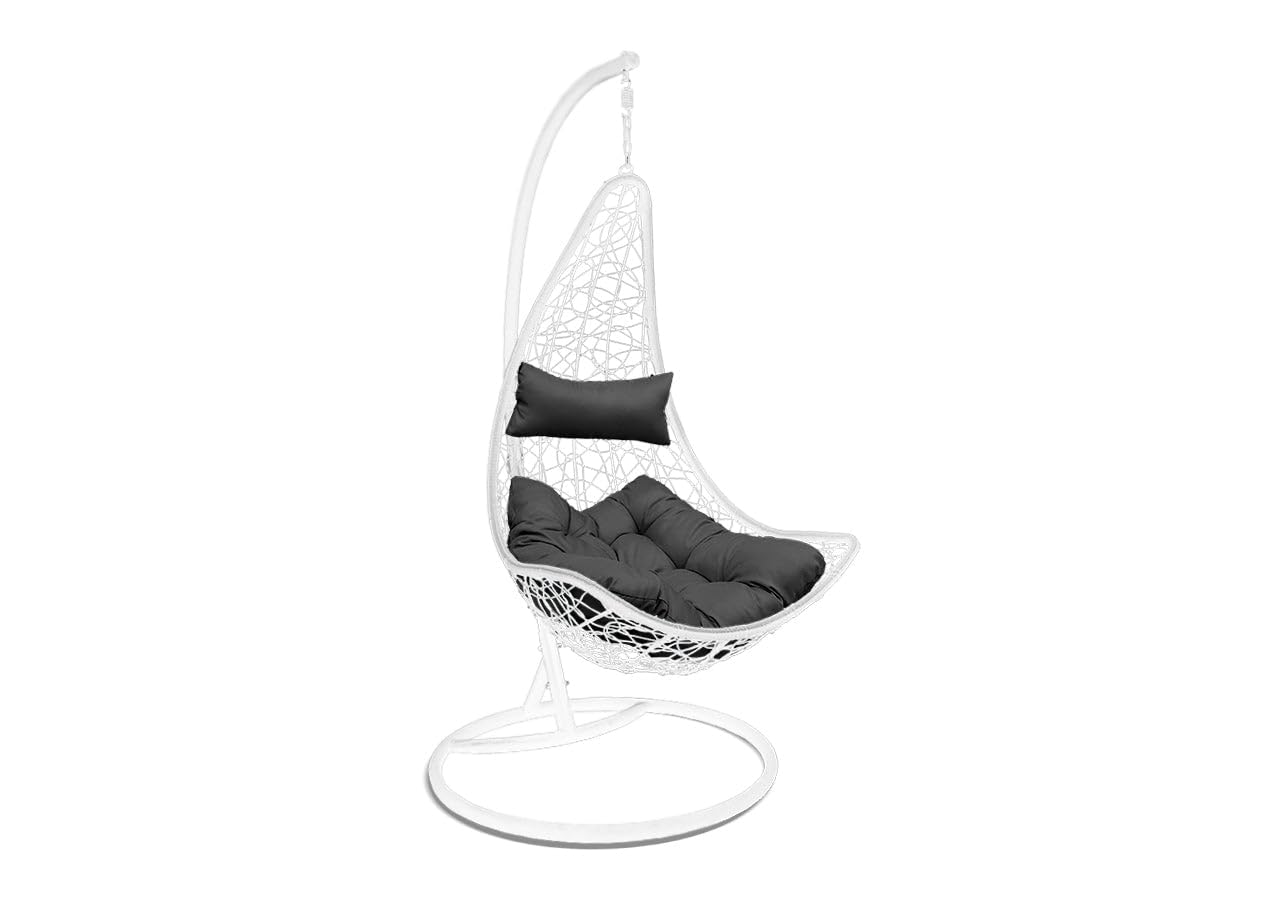 S & S Saldos y Stocks Silla Colgante Mecedora Once. Muebles de Jardin o Terraza Blanco, Cojines Gris