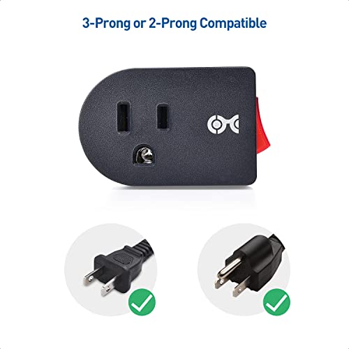 Cable Matters [Etl Listed] 3 Pack Grounded Outlet With On Off Switch, Single Outlet Switch On Off/Plug Switch In Black #TOP5