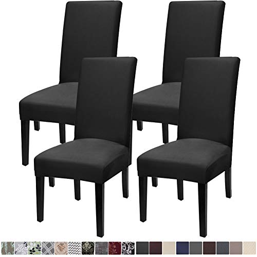 Fuloon 4 Pack Super Fit Stretch Removable Washable Short Dining Chair Protector Cover