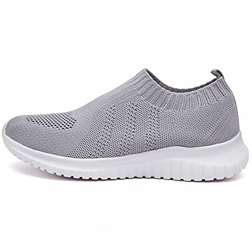 Konhill Men's Athletic Walking Shoes - Lightweight Casual Knit Slip On Sneakers 7 Us Light Gray,Label 39 #TOP2
