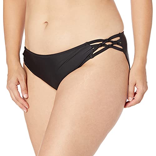 Model wearing Volcom Women's Simply Solid Full Bikini Bottom (Regular & Plus Size).