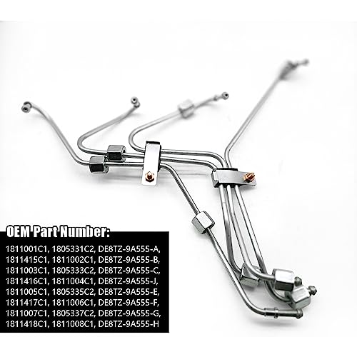 DE8TZ-9A555-B Fuel Injection Lines 8PCS Fit for Ford F150 F250 F350 1983-1994 6.9L 7.3L IDI Fuel Injection Return Line Set Replace DE8TZ9A555A 1811415C1 DE8TZ-9A555-A - Thumbnail 2