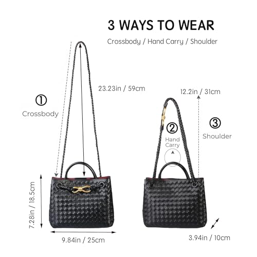 Bolso Tote tejido para mujer con asa superior y bandolera miniatura 4