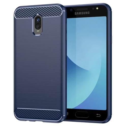 Vavies Case for Galaxy J3 2018/for Galaxy J3 Star/for Galaxy Sol 3/J3 Achieve/J3 Aura Carbon Fiber Case TPU Case Shock-Absorption Protective Shockproof Phone Cover for Samsung Galaxy J3 2018 Navy Blue