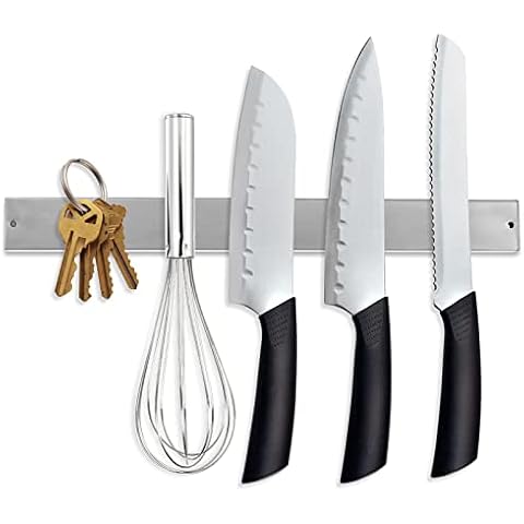 Yakimz Magnetic Knife Strip - Magnetic Knife Rack No Drilling Stainless Steel 40 cm Self-Adhesive - Knife Holder Magnetic Extra Strong Magnetic Knife Holder for Kitchen, Office, Workshop Cover