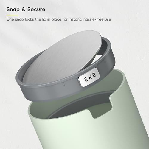 Image of EKO Fandy 0.58 Gal /2.2L Mini Trash Can with Lid, Swing-Top Desktop Trash Can for Bathroom, Countertop, Vanity, Desk or Office, Small Garbage Bin (Sage)