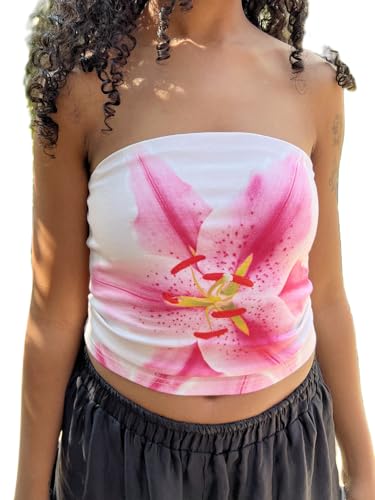 ZZEVOLSS Women's Y2k Strapless Tube Top Lace Backless