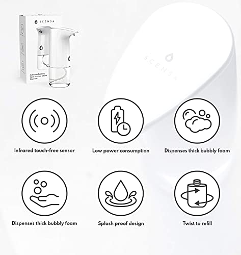 Scensa Pro Automatic Foaming Hand Sanitizer Dispenser Alcohol Waterproof Eco Friendly Soap Dispenser 450Ml Large Capacity Suitable For Home & Office White #TOP7