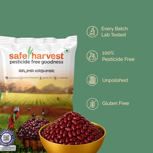 Image of Safe Harvest Unpolished Rajma Kashmiri | Pesticide-Free | Red Kidney Beans | Protein-Rich | Sourced from Women Farmers | Tested for 231 Pesticides | 500 g
