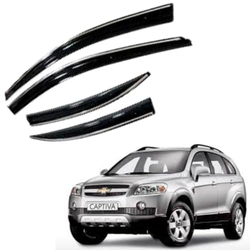 Image of CAR SAAZ Chrome Line Door Visor for Captiva (2006-2016)(Set of 4Pcs) | Rain Guard | Wind Deflector