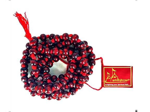 Achleshwar Knotted 108+1(Beads) Holy Lal Chandan Mala for |Wearing||Japa||Meditation||Chanting||Mantra||Puja|.Unisex Red Sandalwood Rosary Mala,(Bead Size: 8mm);Ach221