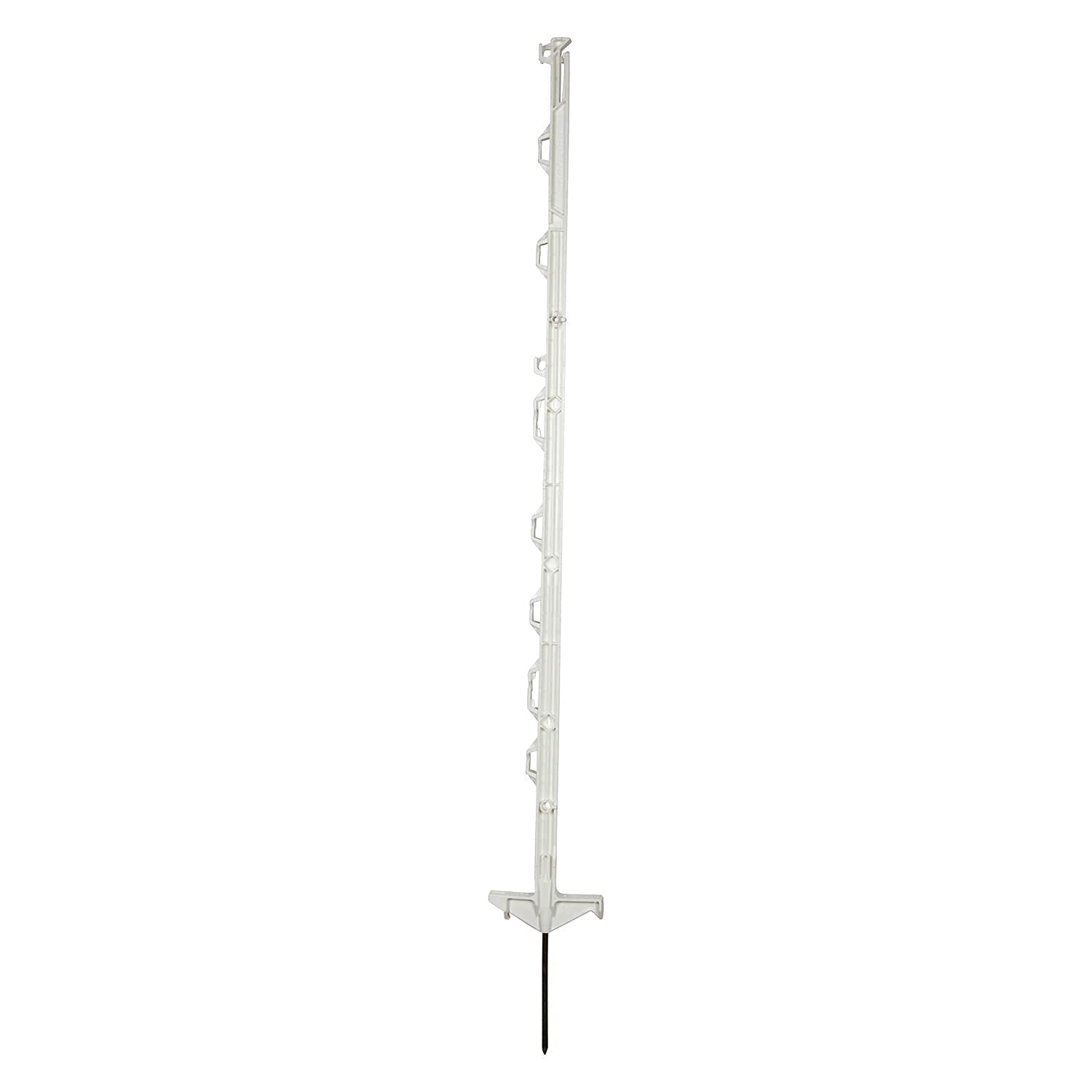 Pali di recinzione da pascolo Horizont 10 pezzi di plastica bianchi, altezza 108 cm, doppio gradino, palo di plastica con occhielli per nastri, corde, fili