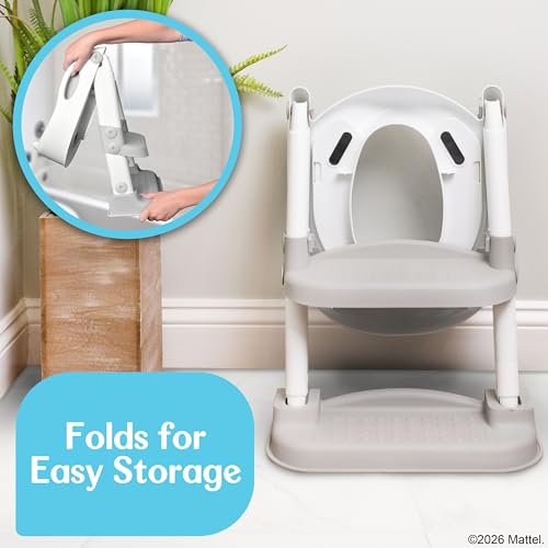 Fisher-Price™ Potty Training Seat with Adjustable Step Stool Ladder, 2-in-1 Potty Training Toilet for Toddlers with Splash Guard, Anti-Slip Pads, Cushioned Seat (Gray) - image 3