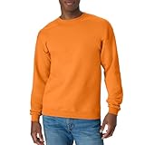 Hanes Men's Sweatshirt, EcoSmart Fleece Crewneck Sweatshirt, Cotton-Blend Fleece Sweatshirt, Plush Fleece Pullover Sweatshirt, Safety Orange, Large