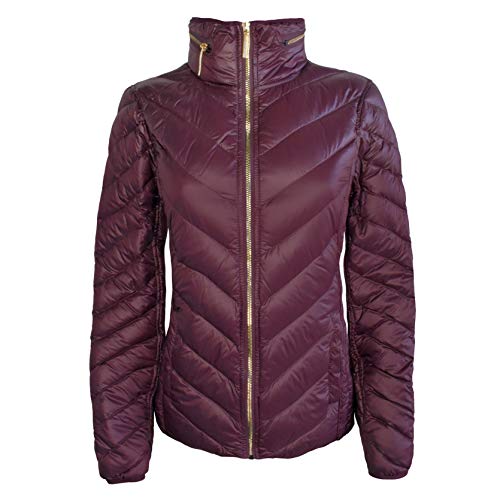 Michael Michael Kors Women's Burgundy Down Packable Coat Hidden Hood (M)