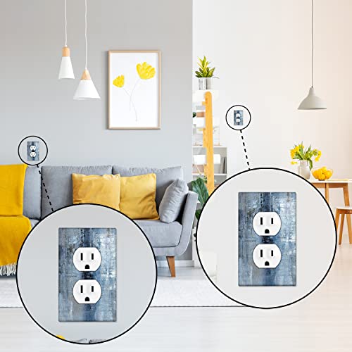 Blue Grey Duplex Electrical Outlet Wall Plate Decortive Light Switch Cover Abstract Art Wall Plate Cover Wallplates For Bedroom Kitchen Home Decor #TOP4