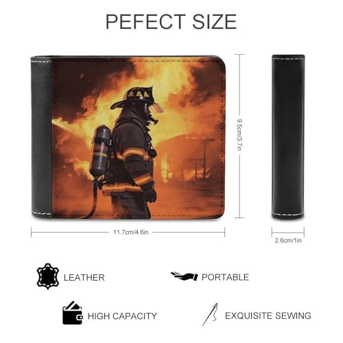Fireman Bifold Wallets for Men Pu Leather Durable Personalized Mens Wallets for Work Or Daily Use2