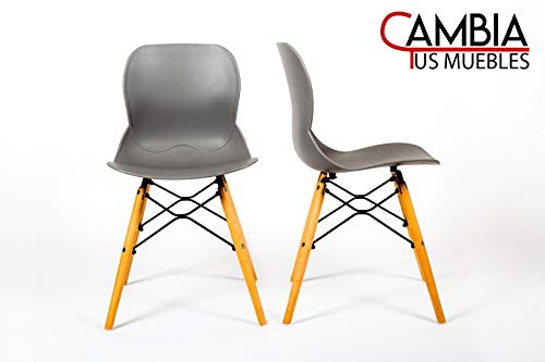 CAMBIA TUS MUEBLES - Pack de sillas Comedor salón Dreams, con Patas en Madera, Estilo nórdico (Gris)