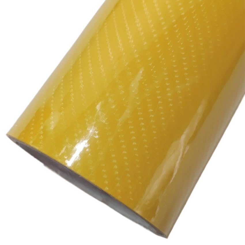 Vinilo coche fibra carbono amarillo 5D para renovar molduras