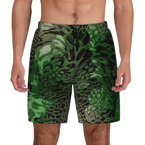 Short de bain homme respirant vert imprimé serpent plein air
