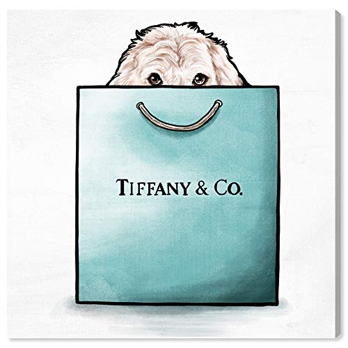 The Oliver Gal Artist Co. Fashion and Glam Wall Art Canvas Prints 'Shop and Peek Buddy' Home Décor, 12" x 12", Blue, White