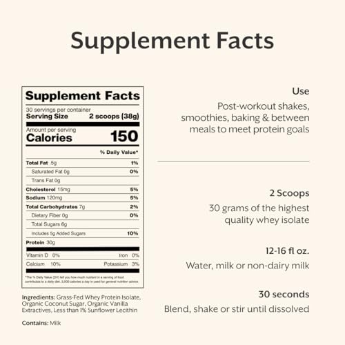 Image of ProMix Nutrition Whey Protein Isolate Powder, Vanilla - Grass-Fed - Post Workout Fitness & Nutrition Shakes, Smoothies, Baking & Cooking Recipes - Gluten-Free & Keto-Friendly - 2.5 Pound (Pack of 1)