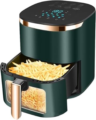 6l Air Fryer Oven With Visual Cooking Window, Adaptable Temperature Time, Non-stick And Washable Basket, 1400w, Grün