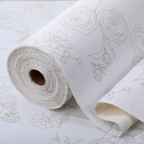 Floral Drawer Liner for Kitchen Cabinets Non-Adhesive Shelf Liner Non-Slip Strong Grip Cabinet Liners Thickened Mats Protective Paper Easy to Clean for Tool Box Pantry (12In x 10FT)