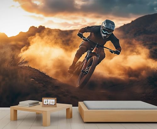 Papier peint de moto, peinture murale de rallye de moto, papier peint de sports extrêmes pour salon, chambre à coucher, étude, décoration de fond TV –...
