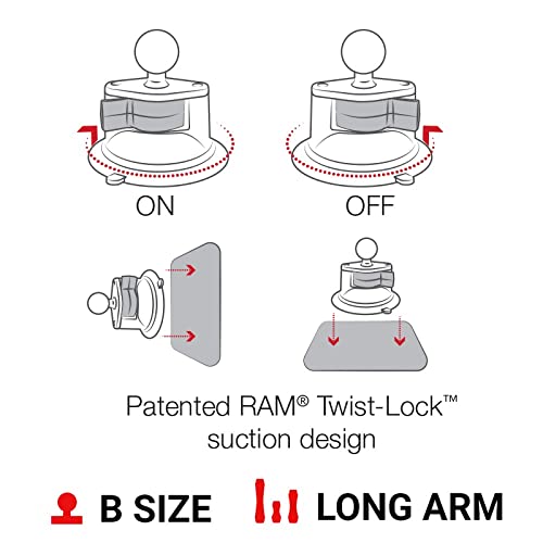 Ram Mounts X-Grip Large Phone Mount With Ram Twist-Lock Suction Cup Base Ram-B-166-C-Un10U With Long Arm For Vehicle Windshields #TOP5