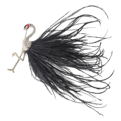 Broche artístico de aleación con forma de flamenco con diamantes de imitación brillantes, elegante pin de solapa para abrigo, traje, suéter, broche de regalo único, talla única, como se describe