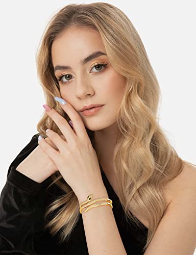 Woworama Cz Gold Snake Bracelets For Women Adjustable Open Cuff Bangle Bracelet Vintage Animal Medusa Snake Gold Wrist Wrap Serpent Bypass Bracelet Jewelry #TOP3