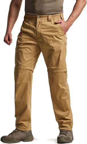 Image of CQR Men's Convertible Cargo Tactical Pants, Water Resistant Outdoor Hiking Pants, Zip Off Lightweight Stretch Work Pants