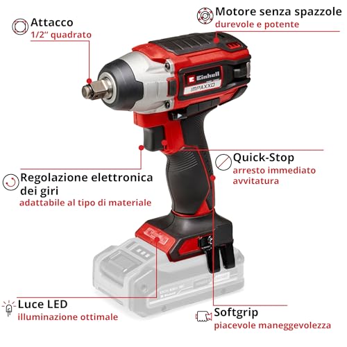 Einhell Avvitatore A Impulsi Impaxxo 18/230 Power X-Change (Ioni Di Litio, 18 V, 230 Nm, Motore Senza Spazzole, Fornito Senza Batterie E Caricabatterie) - 3