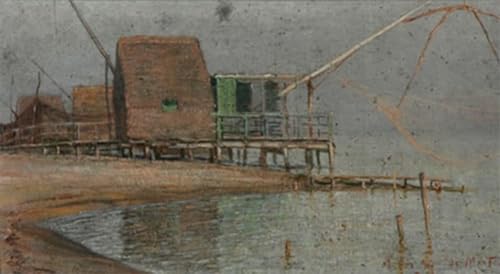 Toile Cabanes de pêcheurs Guglielmo Amedeo Lori Portrait Art Déco Mural 60x90
