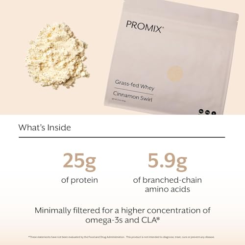 Image of Promix Whey Protein Powder, Cinnamon Swirl - 2.5lb Bulk - Grass-Fed & 100% All Natural - Post Workout Fitness & Nutrition Shakes, Smoothies, Baking & Cooking Recipes - Gluten-Free & Keto-Friendly