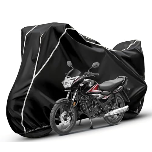 Image of Waterproof Bike Body Cover Compatible with Honda SP 125 Dustproof Scratchproof - Motorcycle Cover for Two Wheeler, Outdoor Full Cover with UV, Duty, Rain Protection (Black & White)