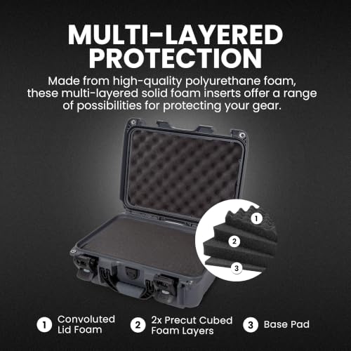 Image of NANUK 915 Hard Case with Cubed Foam - Compact Waterproof Travel Camera Hard Case with Padded Dividers, 13.8 inch x 9.3 inch x 6.2 inch - Dustproof and Impact Resistant, Airline Carry-On Approved - Graphite