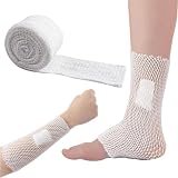 MIRKUZI 1 pezzo di benda elastica a rete, benda elastica tubolare, medicazione in garza con bordo idrofilo 3,8 cm X 2 metri