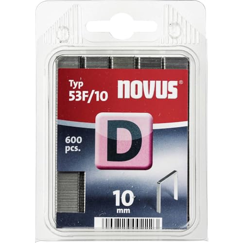 Novus Flachdrahtklammern 10 mm, 600 Heftklammern vom Typ 53 F/10, Befestigung von Folien, Etiketten, Papier und Pappe