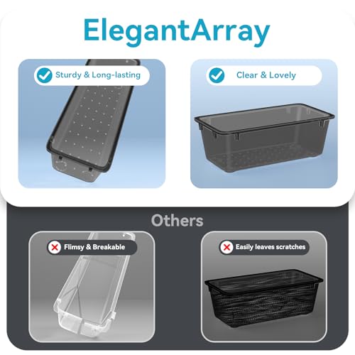 Image of ElegantArray 12-Piece Drawer Organizer Set, 4 Sizes Versatile Plastic Vanity Organizer for Makeup, Stationery, Gadgets, in Kitchen, Bathroom, Office, and Bedroom, Black