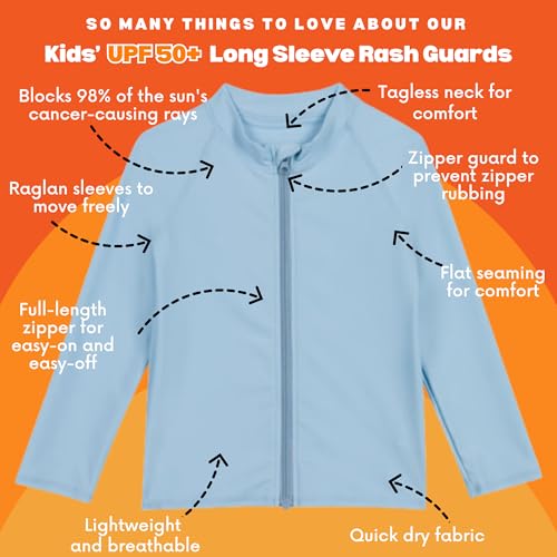 Image of SwimZip UPF 50+ Long Sleeve Rash Guard for Boys' and Girls' - Baby, Toddler, Kids