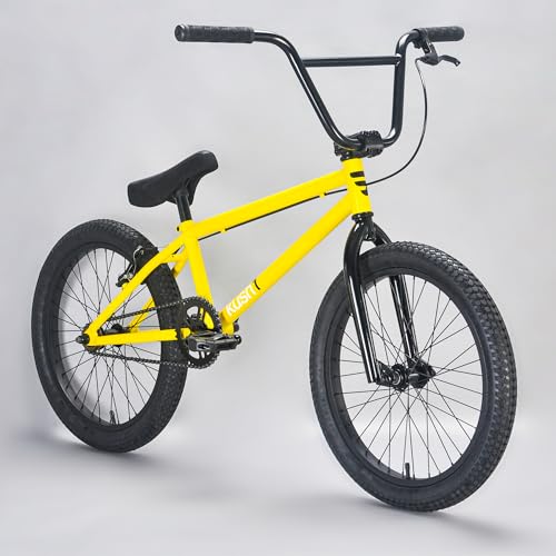 Mafiabikes Kush1 Black 20 inch BMX Bike - Yellow, Fat Tyres, Freestyle BMX Bike