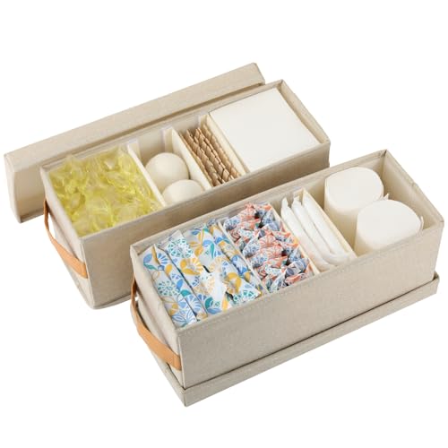 TARSUKA Shark Week Tampon Storage with Lid, 3 Dividers Tampon Holder for Bathroom, Pad organizer for bathroom, Feminine Product Organizer for Dresser, Vanity, Entry Countertop (2)